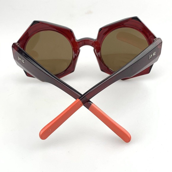 DIM MAK Sunglasses mod. LGHT/YRS Red Octagon Gold Mirrored Oversized Shades - Picture 6 of 9
